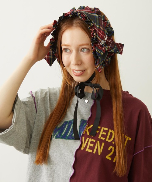 MILKFED.（ミルクフェド）の「FRILLED TARTAN EARMUFFS（イヤーマフ・レディース・レッド/ブラック/イエロー・ONE SIZE）」の5枚目の写真