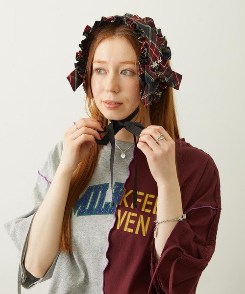 MILKFED.（ミルクフェド）の「FRILLED TARTAN EARMUFFS（イヤーマフ・レディース・レッド/ブラック/イエロー・ONE SIZE）」の7枚目の写真