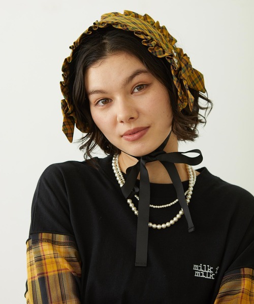 MILKFED.（ミルクフェド）の「FRILLED TARTAN EARMUFFS（イヤーマフ・レディース・レッド/ブラック/イエロー・ONE SIZE）」の22枚目の写真
