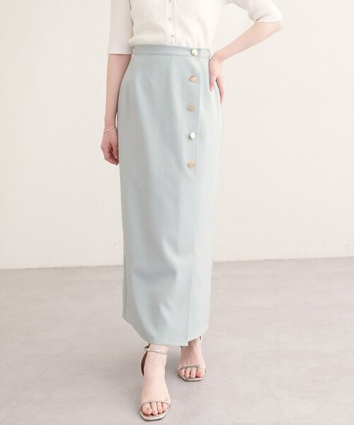 natural couture(ナチュラルクチュール)の「フロント金釦ナロースカート(スカート・レディース・アイボリー/チャコールグレー/ミント/イエロー・FREE)」の22枚目の写真