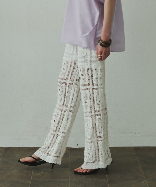 Plumel（プルメル）の「Panel Crochet Lace Pants / パネルクロシェレースパンツ（その他パンツ・レディース・ベージュ/ホワイト・MEDIUM）」の15枚目の写真