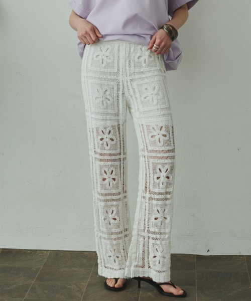 Plumel（プルメル）の「Panel Crochet Lace Pants / パネルクロシェレースパンツ（その他パンツ・レディース・ベージュ/ホワイト・MEDIUM）」の16枚目の写真