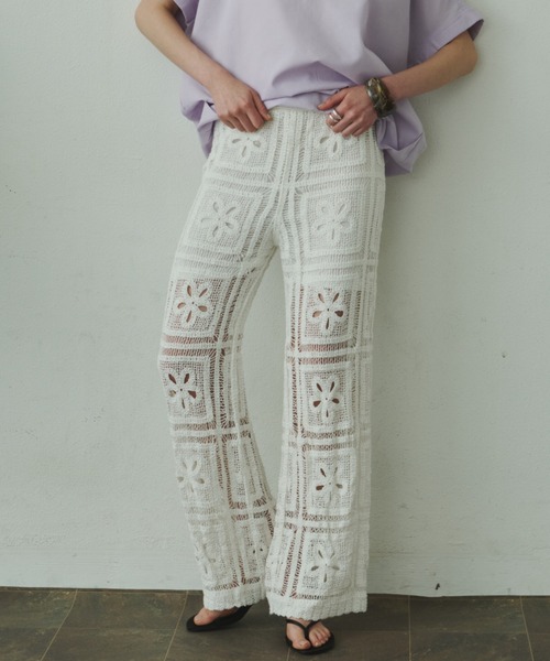 Plumel（プルメル）の「Panel Crochet Lace Pants / パネルクロシェレースパンツ（その他パンツ・レディース・ベージュ/ホワイト・MEDIUM）」の17枚目の写真