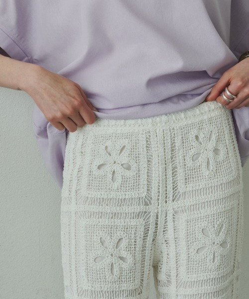 Plumel（プルメル）の「Panel Crochet Lace Pants / パネルクロシェレースパンツ（その他パンツ・レディース・ベージュ/ホワイト・MEDIUM）」の20枚目の写真