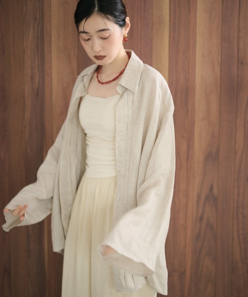 LAULEN(ローレン)の「front tuck line linen shirt /フロントタックラインリネンシャツ(シャツ/ブラウス・レディース・ベージュ/アイボリー・FREE)」の6枚目の写真