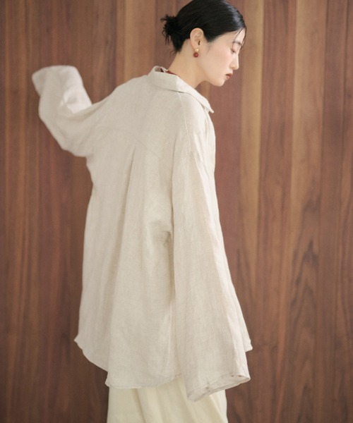 LAULEN(ローレン)の「front tuck line linen shirt /フロントタックラインリネンシャツ(シャツ/ブラウス・レディース・ベージュ/アイボリー・FREE)」の8枚目の写真