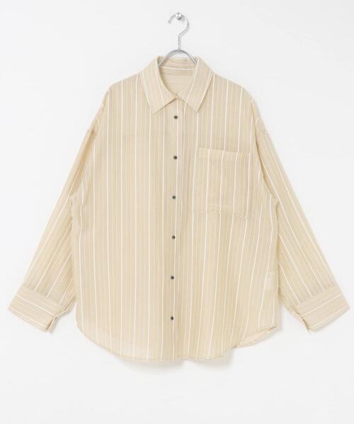 ITEMS URBANRESEARCH(アイテムズ アーバンリサーチ)の「シアープリントストライプシャツ(シャツ/ブラウス・レディース・ピンク/ブルー/ベージュ・FREE)」の8枚目の写真