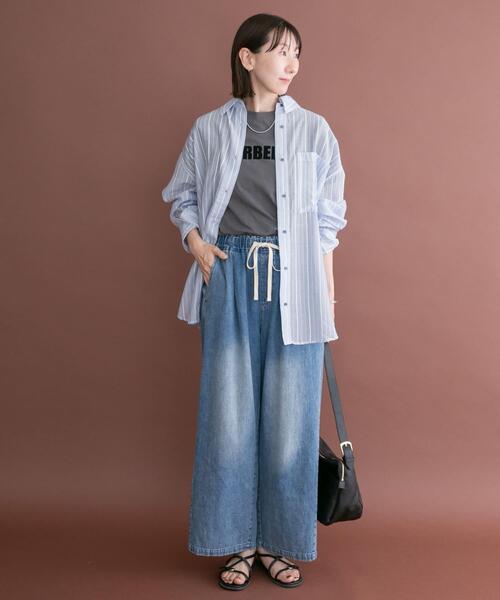 ITEMS URBANRESEARCH(アイテムズ アーバンリサーチ)の「シアープリントストライプシャツ(シャツ/ブラウス・レディース・ピンク/ブルー/ベージュ・FREE)」の14枚目の写真