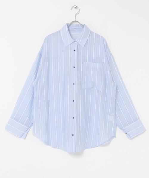 ITEMS URBANRESEARCH(アイテムズ アーバンリサーチ)の「シアープリントストライプシャツ(シャツ/ブラウス・レディース・ピンク/ブルー/ベージュ・FREE)」の15枚目の写真