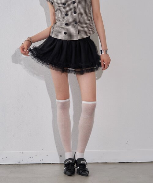 WHO'S WHO gallery(フーズフーギャラリー)の「ローパニエミニスカート(スカート・レディース・ブラック/オフホワイト・FREE)」の3枚目の写真