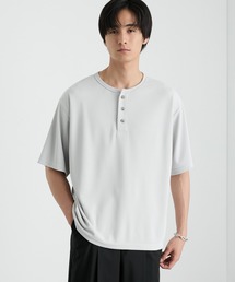 快適な着心地｜ハニカムサーマル ヘンリーネック オーバーサイズ半袖Tシャツ＜吸水速乾＞