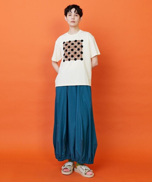FRAPBOIS（フラボア）の「ガーデンフローＴシャツ（Tシャツ/カットソー・レディース・チャコールグレー/クリーム・1/2）」の7枚目の写真