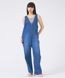 【JOHNBULL/ジョンブル】デニムオールインワン/ワイドシルエット/Vネック【WEB限定】
