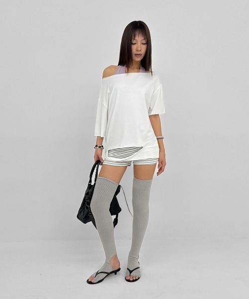 BLACKUP（ブラックアップ）の「[MADE] ティッツティーカットアウトオフショルダー半袖Tシャツ（Tシャツ/カットソー・レディース・ホワイト/ブラック/ミント・FREE）」の20枚目の写真