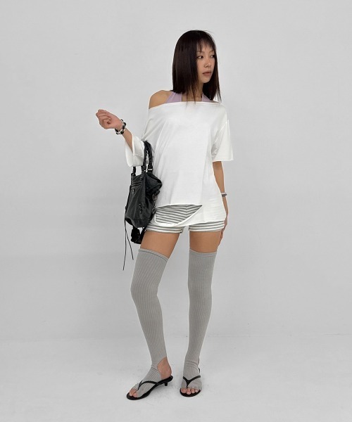 BLACKUP（ブラックアップ）の「[MADE] ティッツティーカットアウトオフショルダー半袖Tシャツ（Tシャツ/カットソー・レディース・ホワイト/ブラック/ミント・FREE）」の19枚目の写真
