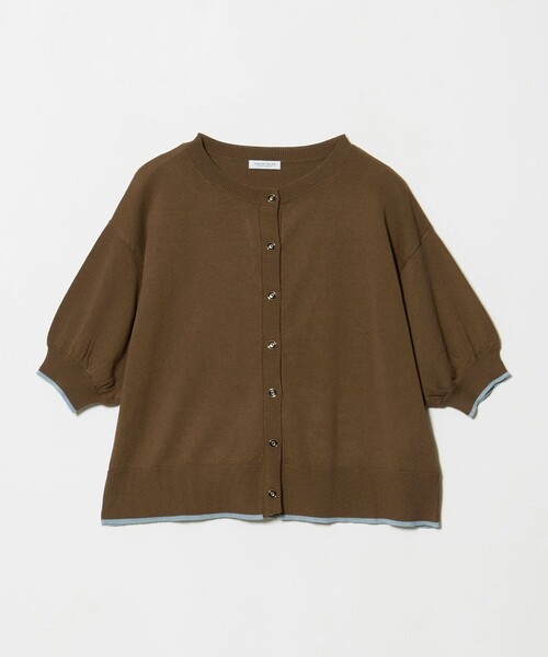 A DAY IN THE LIFE UNITED ARROWS(アデイインザライフユナイテッドアローズ)の「ヘムライン ショートスリーブカーディガン ‐ウォッシャブル‐<A DAY IN THE LIFE>(ニット/セーター・レディース・ネイビー/ナチュラル/ベージュ/ブラウン系・FREE)」の2枚目の写真