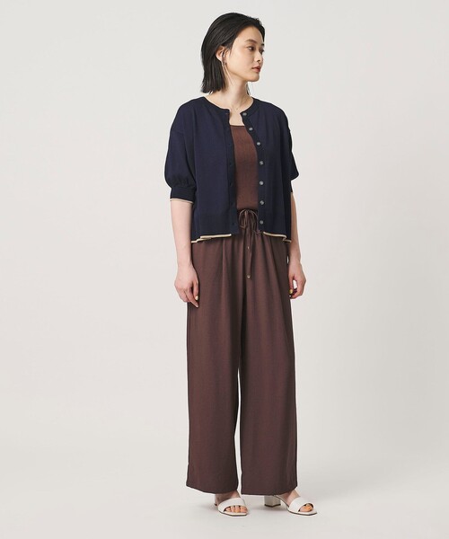 A DAY IN THE LIFE UNITED ARROWS(アデイインザライフユナイテッドアローズ)の「ヘムライン ショートスリーブカーディガン ‐ウォッシャブル‐<A DAY IN THE LIFE>(ニット/セーター・レディース・ネイビー/ナチュラル/ベージュ/ブラウン系・FREE)」の6枚目の写真