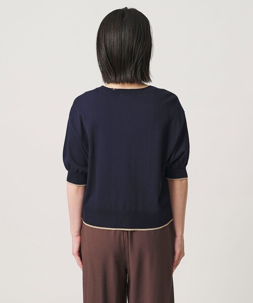A DAY IN THE LIFE UNITED ARROWS(アデイインザライフユナイテッドアローズ)の「ヘムライン ショートスリーブカーディガン ‐ウォッシャブル‐<A DAY IN THE LIFE>(ニット/セーター・レディース・ネイビー/ナチュラル/ベージュ/ブラウン系・FREE)」の9枚目の写真