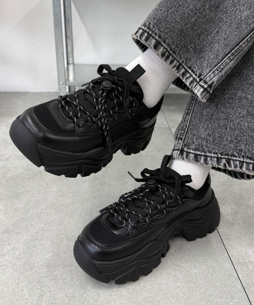 WEGO(ウィゴー)の「WEGO/コードMIXスニーカー(スニーカー・レディース・ブラック/ホワイト・MEDIUM/LARGE/SMALL)」の15枚目の写真