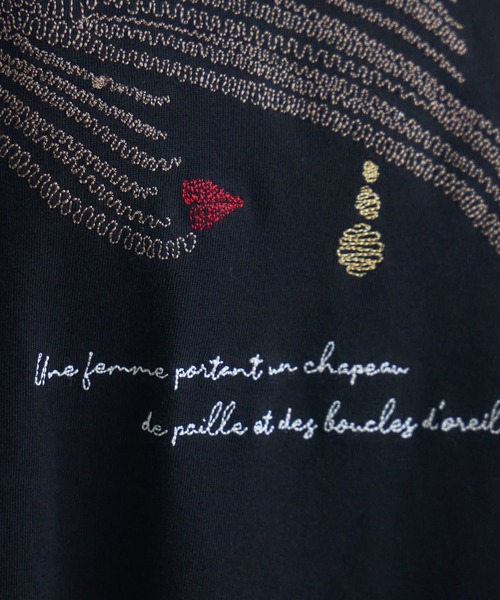 KATHARINE ROSS(キャサリンロス)の「日本製ナチュラルソフトLADY刺繍Tシャツ(Tシャツ/カットソー・レディース・オフホワイト/ブラック・FREE)」の6枚目の写真