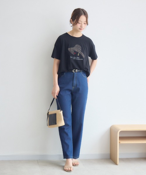 KATHARINE ROSS(キャサリンロス)の「日本製ナチュラルソフトLADY刺繍Tシャツ(Tシャツ/カットソー・レディース・オフホワイト/ブラック・FREE)」の10枚目の写真