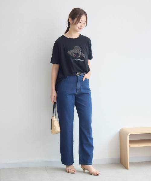 KATHARINE ROSS(キャサリンロス)の「日本製ナチュラルソフトLADY刺繍Tシャツ(Tシャツ/カットソー・レディース・オフホワイト/ブラック・FREE)」の11枚目の写真