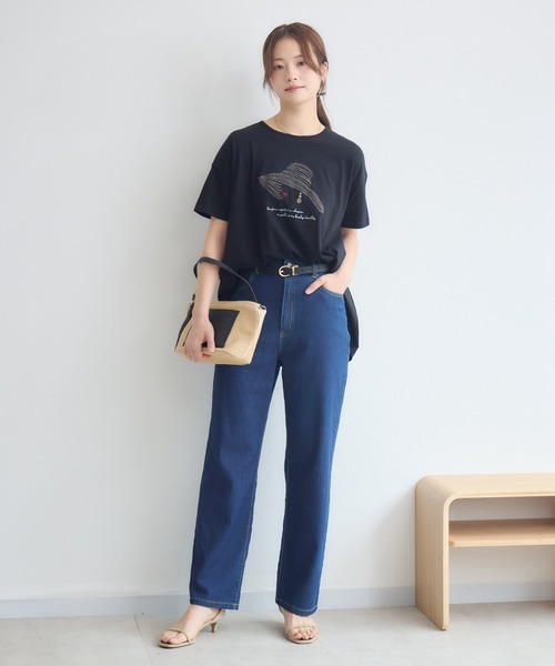 KATHARINE ROSS(キャサリンロス)の「日本製ナチュラルソフトLADY刺繍Tシャツ(Tシャツ/カットソー・レディース・オフホワイト/ブラック・FREE)」の12枚目の写真