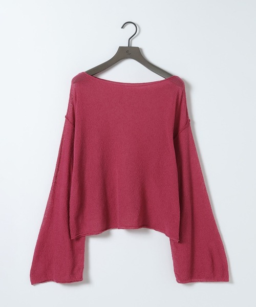 今季流行色❣️定価2.3万 plage Fur ボートネックプルオーバーニット 赤 eL】12G Boucle Loose Pullover/1044373（ニット/セーター）｜eL（エル