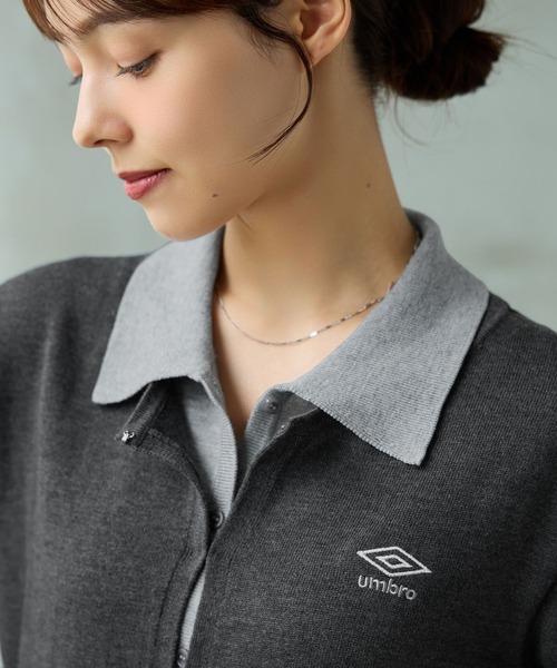 UMBRO(アンブロ)の「【UMBRO/アンブロ】限定 レイヤードポロニットカーディガン(カーディガン/ボレロ・レディース・ベージュ/チャコール・L/M)」の11枚目の写真