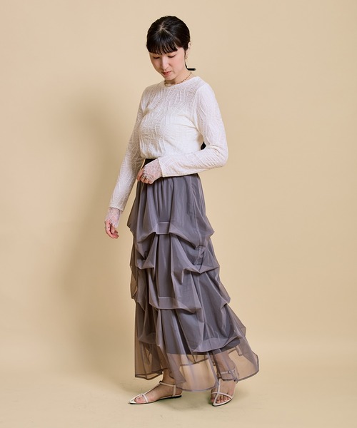 LHELBIE(レルビエ)の「タックチュールスカート(スカート・レディース・アイボリー/グレー/ブラウン・M)」の21枚目の写真