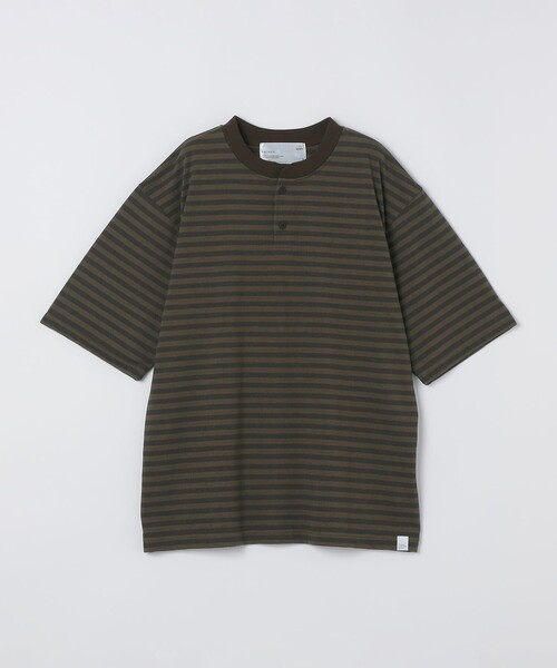SHIPS(シップス)の「THYARD: COOLMAX(R) ボーダー ヘンリーネック Tシャツ(Tシャツ/カットソー・メンズ・ホワイト/ブルー/ブラウン・2/3/4)」の2枚目の写真