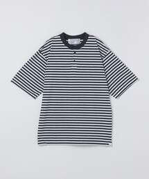 THYARD: COOLMAX(R) ボーダー ヘンリーネック Tシャツ
