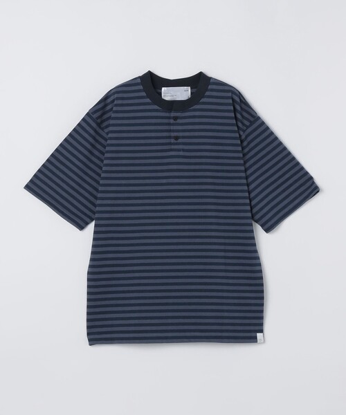 SHIPS(シップス)の「THYARD: COOLMAX(R) ボーダー ヘンリーネック Tシャツ(Tシャツ/カットソー・メンズ・ホワイト/ブルー/ブラウン・2/3/4)」の3枚目の写真