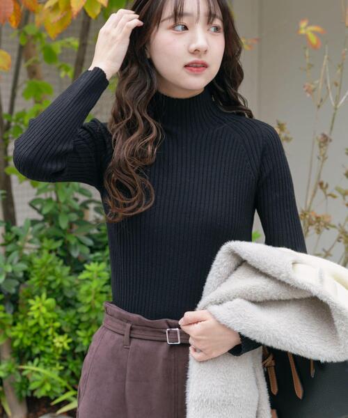ITEMS URBANRESEARCH（アイテムズ アーバンリサーチ）の「『洗濯可』モチモチハイネックリブニット（ニット/セーター・レディース・ブラック/モカ/アイボリー/ホワイト系その他/レッド・FREE）」の4枚目の写真