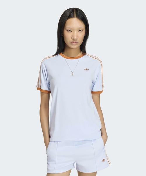 adidas(アディダス)の「アディダス オリジナルス サマーグロー アドバンスド スリーストライプス Tシャツ / アディダスオリジナルス adidas Originals(Tシャツ/カットソー・レディース・ブルー・XX-LARGE/3XL/LARGE/MEDIUM/SMALL/X-LARGE/X-SMALL)」の1枚目の写真
