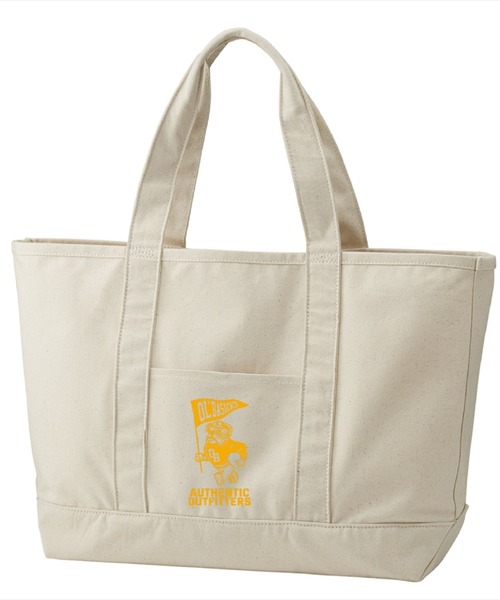 Ol' Basics(オールベーシックス)の「Ol' Basics(オール・ベーシックス) ビッグトートバッグ キャンバス ブルドッグ&フラッグイラスト カレッジロゴ プリント 鞄 BAG アメカジ メンズ レディース ユニセックス(トートバッグ・レディース・ベージュ系2/ベージュ系1・FREE)」の2枚目の写真