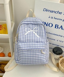 CERCA（チェルカ）の「lulunoix/チェック柄リボン刺繍リュック　N15521（バックパック/リュック）」