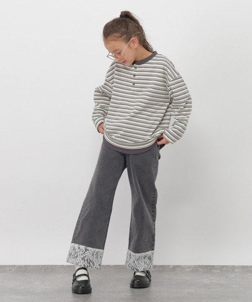 GLOBAL WORK(グローバルワーク)の「GOODデニムモチーフフレアパンツ/1051135(デニムパンツ・キッズ・ブルー/ダークブルー/ブラック系その他・130cm/140cm/160cm/150cm)」の4枚目の写真