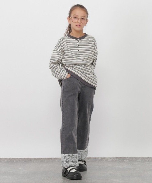 GLOBAL WORK(グローバルワーク)の「GOODデニムモチーフフレアパンツ/1051135(デニムパンツ・キッズ・ブルー/ダークブルー/ブラック系その他・130cm/140cm/160cm/150cm)」の5枚目の写真