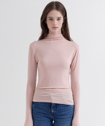 Turtleneck Tencel Slim T-Shirt (pink)