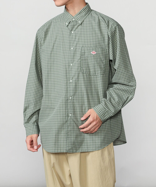 DANTON боттондаун длинный рукав PLAID MEN