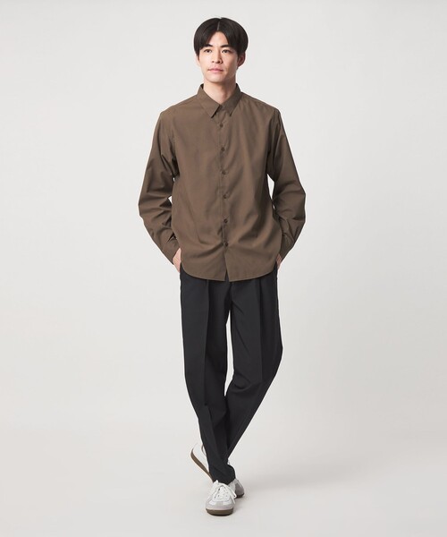 green label relaxing（グリーンレーベルリラクシング）の「【WEB限定】JUST fit コットンライク ポリエステル 長袖 シャツ（シャツ/ブラウス・メンズ・ブラウン系/コバルトブルー・XL/M/S/L）」の3枚目の写真
