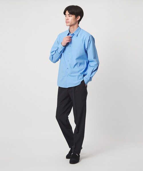 green label relaxing（グリーンレーベルリラクシング）の「【WEB限定】JUST fit コットンライク ポリエステル 長袖 シャツ（シャツ/ブラウス・メンズ・ブラウン系/コバルトブルー・XL/M/S/L）」の4枚目の写真