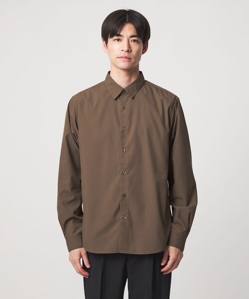 green label relaxing（グリーンレーベルリラクシング）の「【WEB限定】JUST fit コットンライク ポリエステル 長袖 シャツ（シャツ/ブラウス・メンズ・ブラウン系/コバルトブルー・XL/M/S/L）」の5枚目の写真