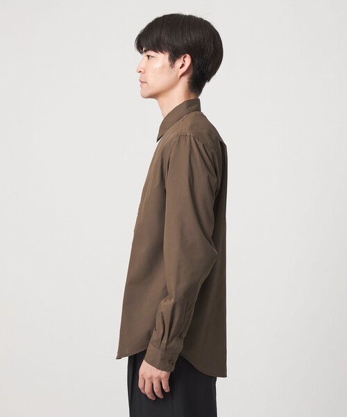 green label relaxing（グリーンレーベルリラクシング）の「【WEB限定】JUST fit コットンライク ポリエステル 長袖 シャツ（シャツ/ブラウス・メンズ・ブラウン系/コバルトブルー・XL/M/S/L）」の6枚目の写真
