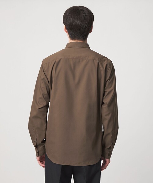 green label relaxing（グリーンレーベルリラクシング）の「【WEB限定】JUST fit コットンライク ポリエステル 長袖 シャツ（シャツ/ブラウス・メンズ・ブラウン系/コバルトブルー・XL/M/S/L）」の7枚目の写真