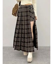 チェックプリーツロングスカート