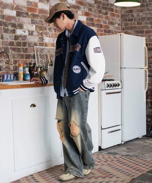 WEGO(ウィゴー)の「WEGO/【26年秋冬新作】メルトンワッペンスタジャン(ピーコート・メンズ・ブラック/ネイビー/ブラウン/ワイン・SMALL/MEDIUM/LARGE)」の22枚目の写真