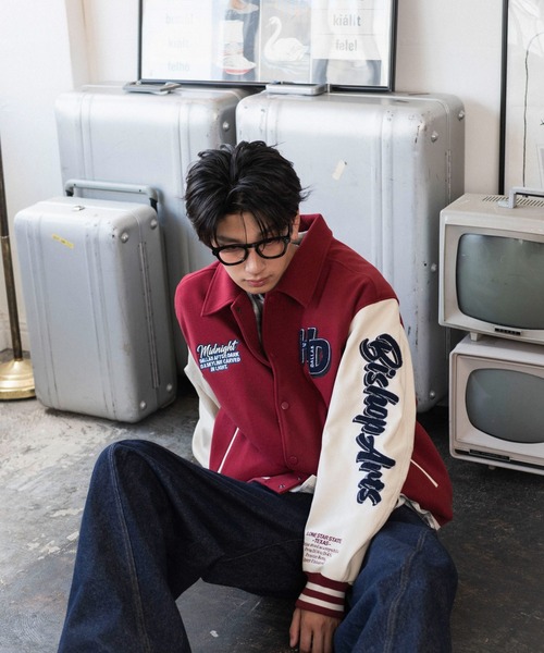 WEGO(ウィゴー)の「WEGO/【26年秋冬新作】メルトンワッペンスタジャン(ピーコート・メンズ・ブラック/ネイビー/ブラウン/ワイン・SMALL/MEDIUM/LARGE)」の13枚目の写真