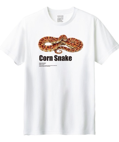 Ol' Basics(オールベーシックス)の「Moftique(モフティック) 半袖Tシャツ コーンスネーク 蛇 爬虫類 ペット アニマル プリント Tシャツ 半袖 トップス カットソー レディース 夏(Tシャツ/カットソー・レディース・ブラック/ホワイト・L/M)」の2枚目の写真